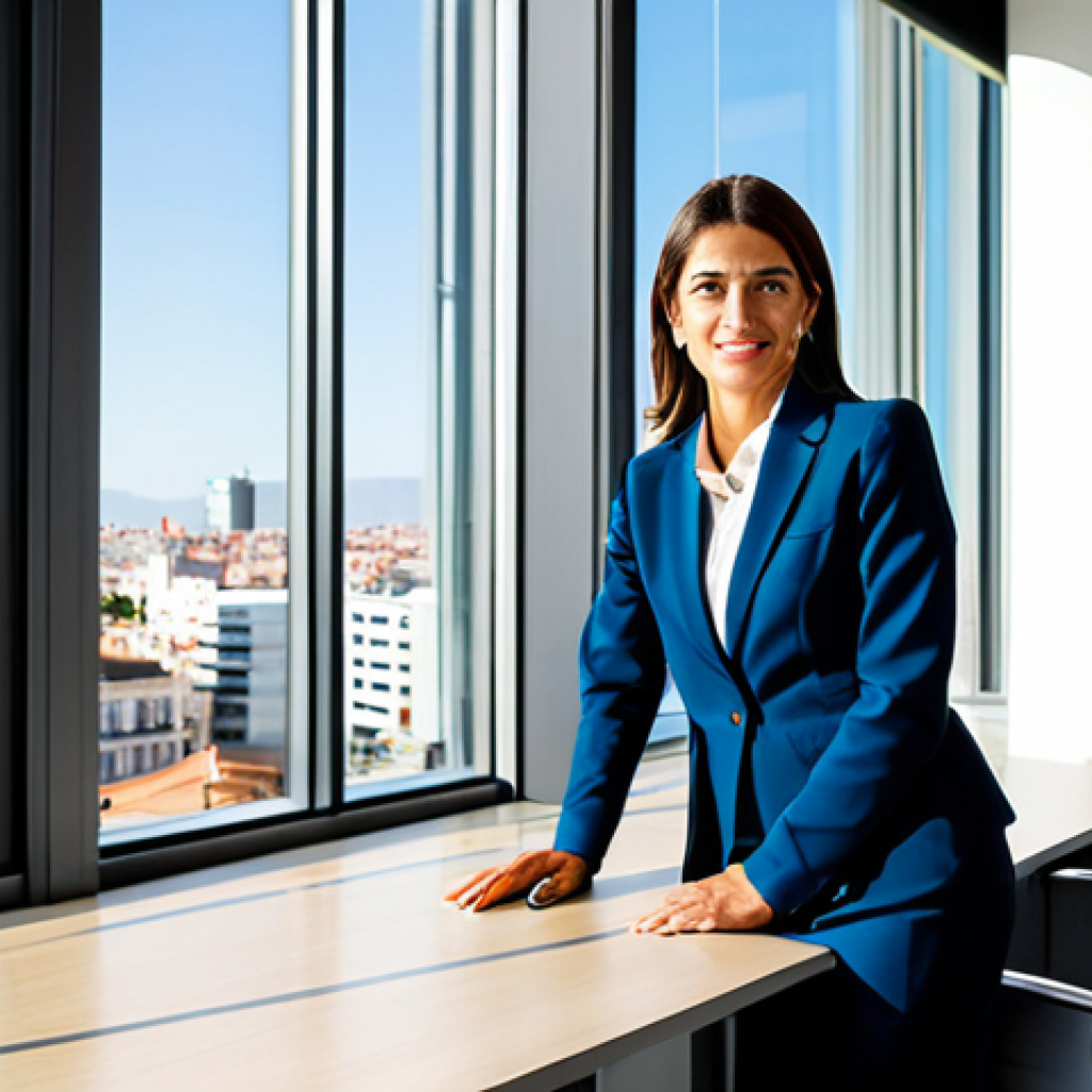 보안관제센터 시스템 설정 체크리스트 - Modern Spanish Office Scene**
"A professional businesswoman in a modest, tailored suit (traje de ch...