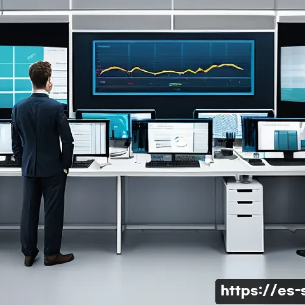 보안관제센터 근무 교대제 특징 - A detailed illustration of a diverse group of professionals working in a 24-hour monitoring center w...