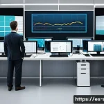 Home 22 보안관제센터 근무 교대제 특징 - A detailed illustration of a diverse group of professionals working in a 24-hour monitoring center w...